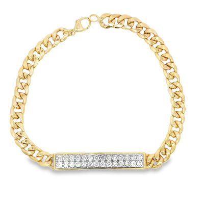 10k YG 1.00ctw Lab Diamond Cable & Bar Bracelet
