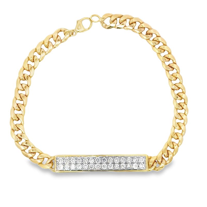 10k YG 1.00ctw Lab Diamond Cable & Bar Bracelet