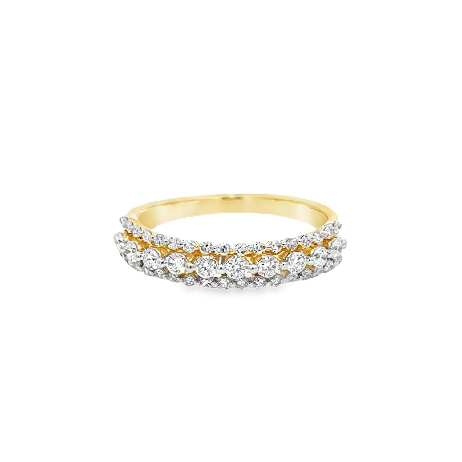 10k YG 0.50ctw Lab Diamond Triple Row Ring