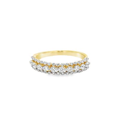 10k YG 0.50ctw Lab Diamond Triple Row Ring