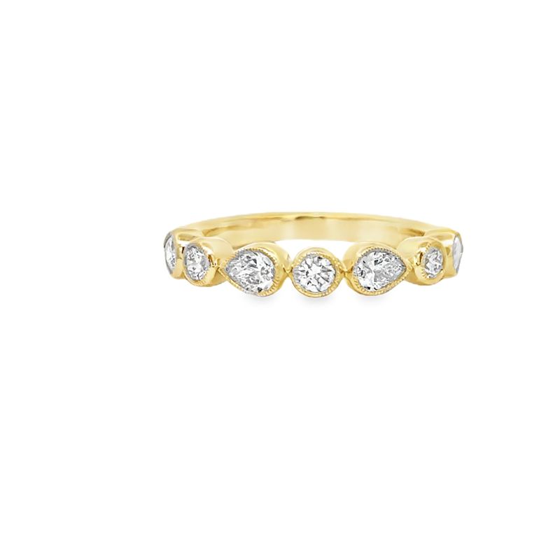 10k YG 1.20ctw Lab Round & Pear Cut Diamond Ring