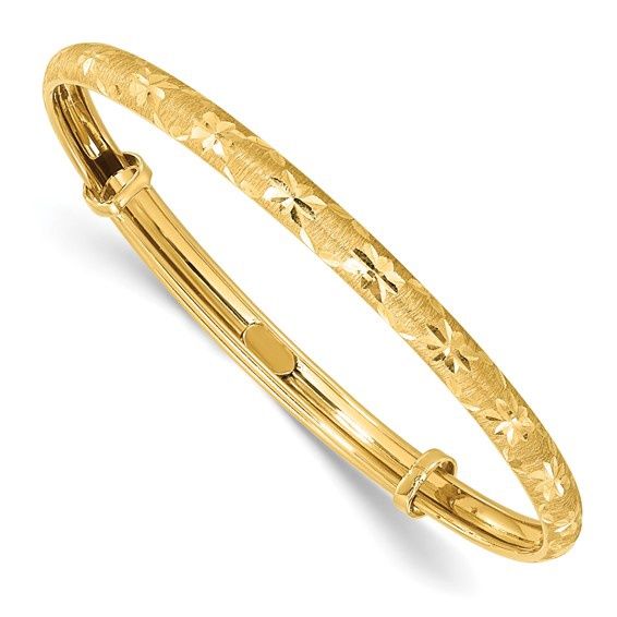 14k YG Diamond-cut Adjustable Baby Bangle