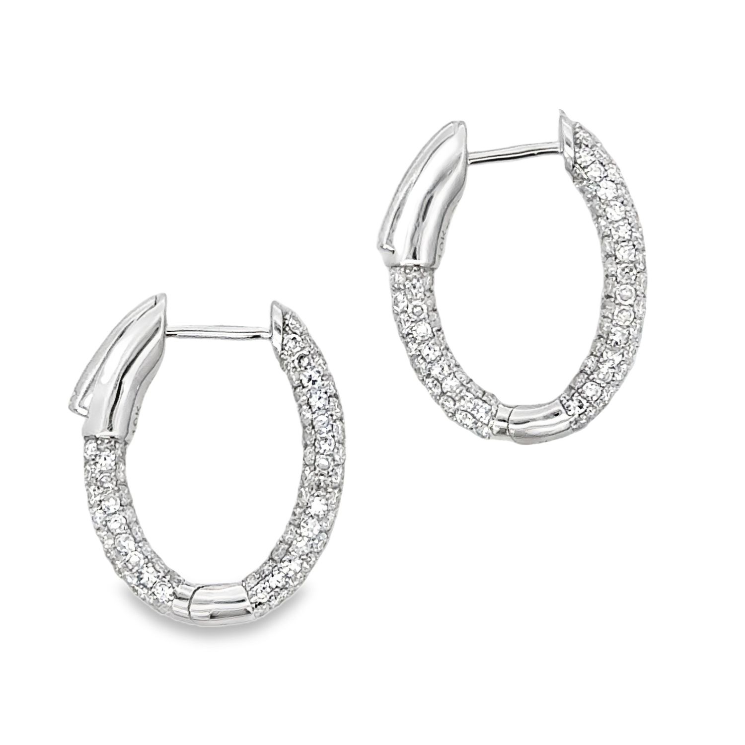 10k WG 2.00ctw Lab Diamond Hoop Earrings