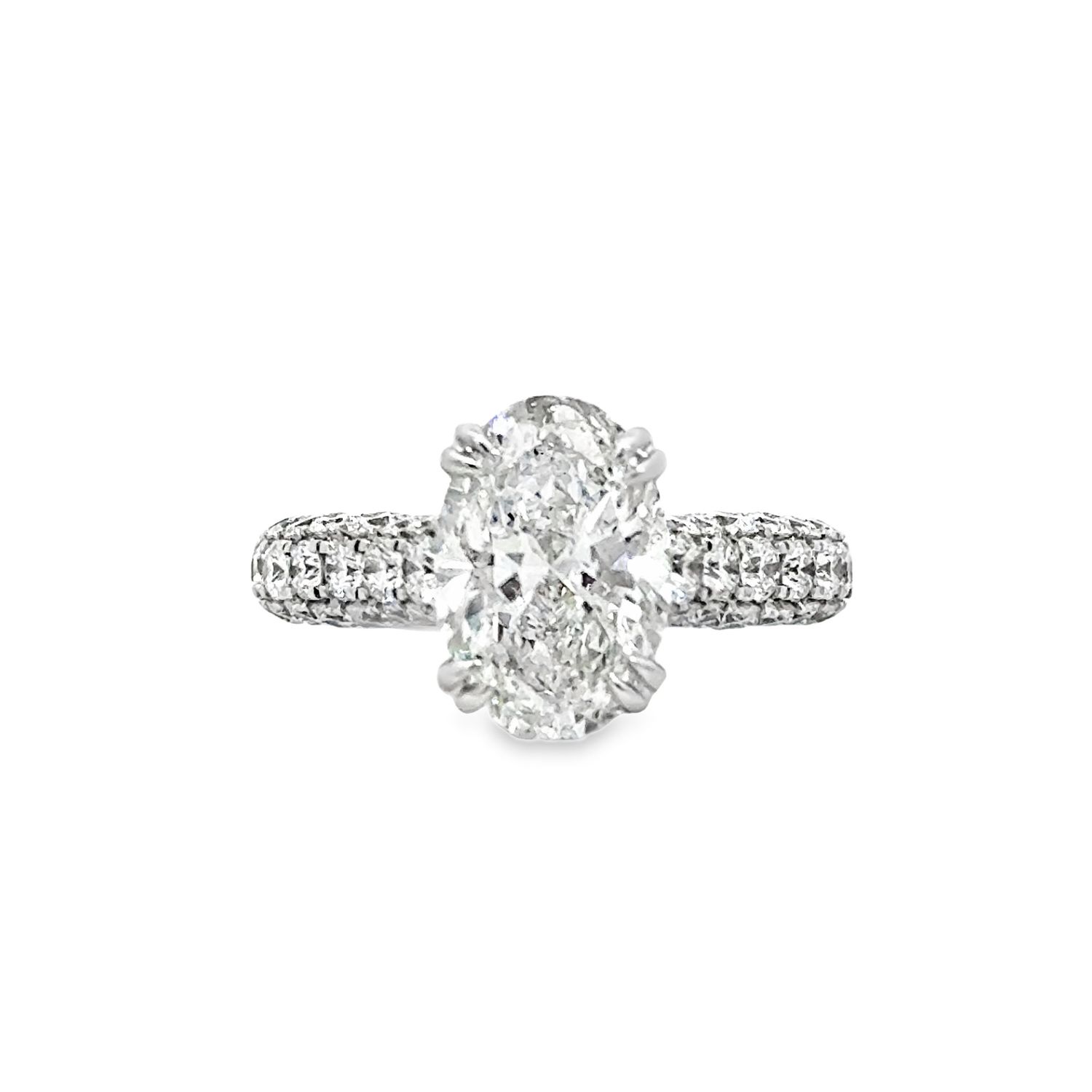 14k WG 4.50ctw Lab Diamond Oval Engagement Ring
