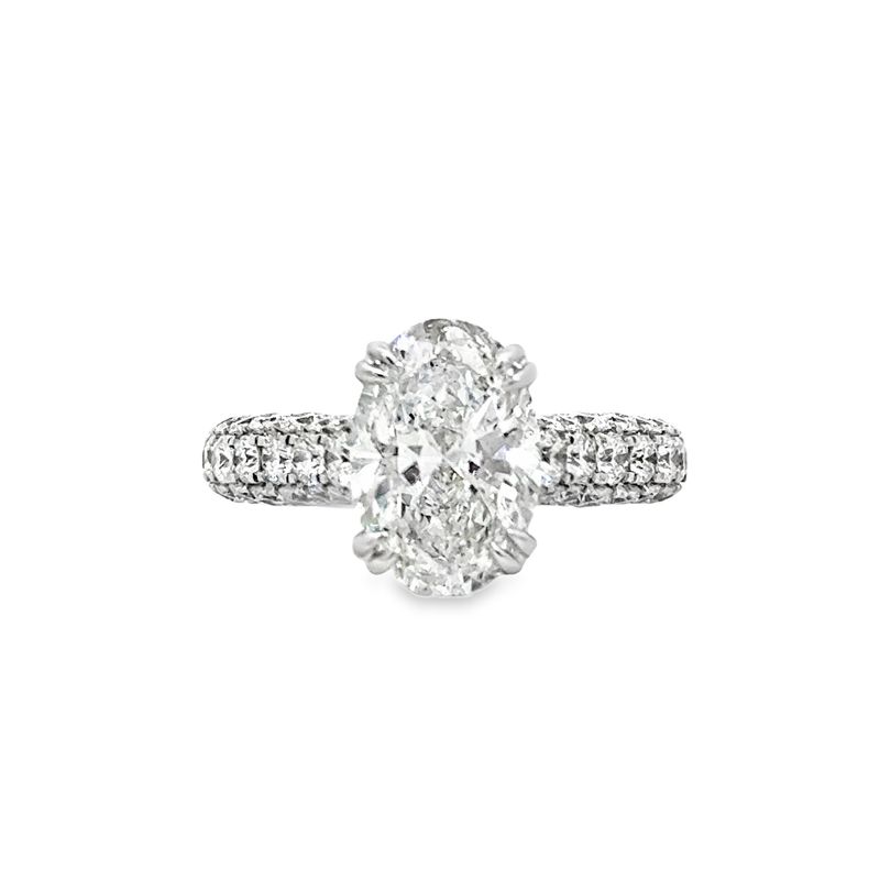 14k WG 4.50ctw Lab Diamond Oval Engagement Ring