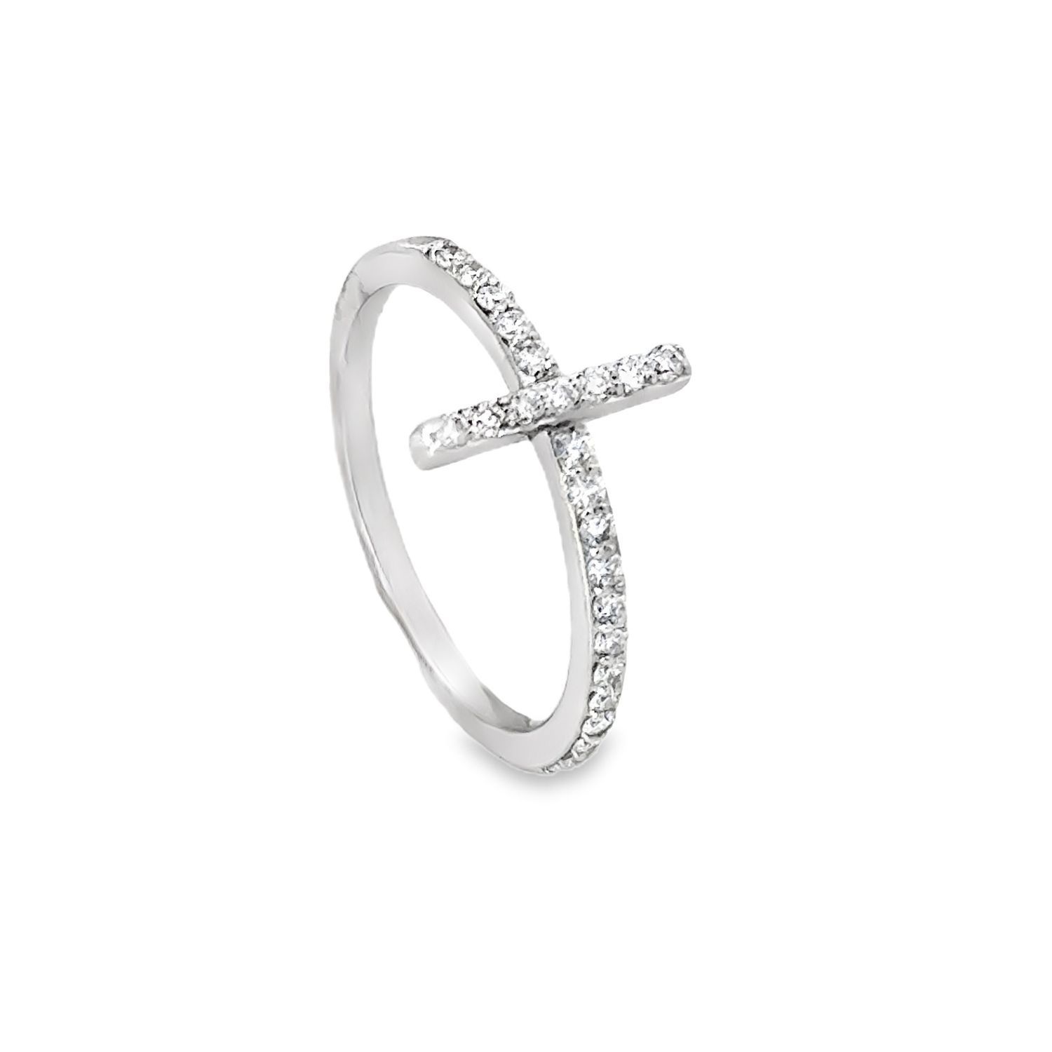 10k WG 0.25ctw Lab Diamond Cross Ring