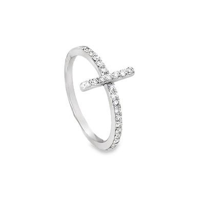 10k WG 0.25ctw Lab Diamond Cross Ring