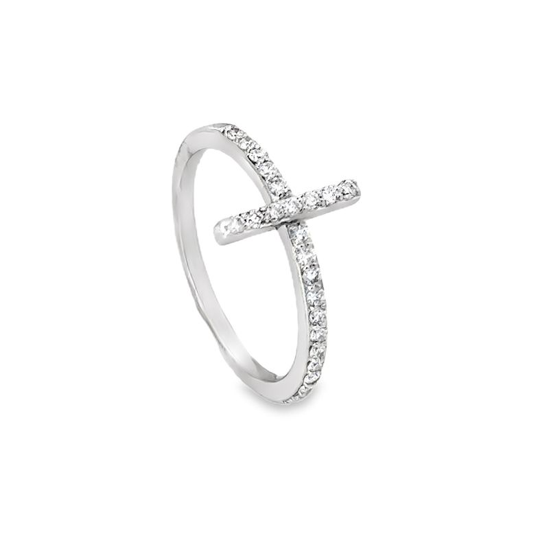 10k WG 0.25ctw Lab Diamond Cross Ring