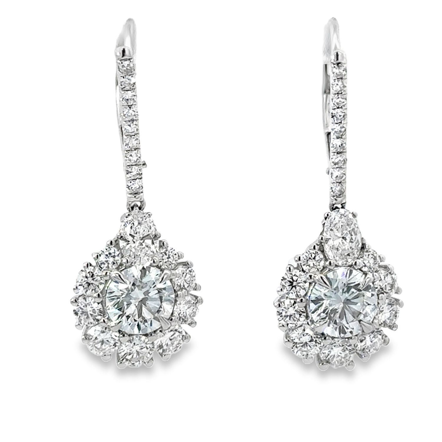 14k WG 3.00ctw Lab Diamond Dangle Earrings