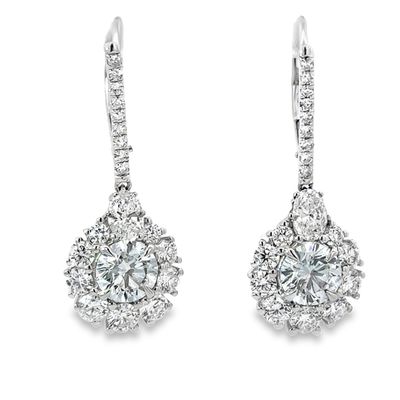 14k WG 3.00ctw Lab Diamond Dangle Earrings