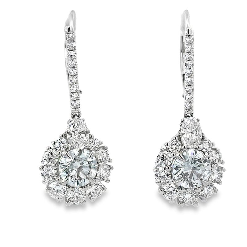 14k WG 3.00ctw Lab Diamond Dangle Earrings