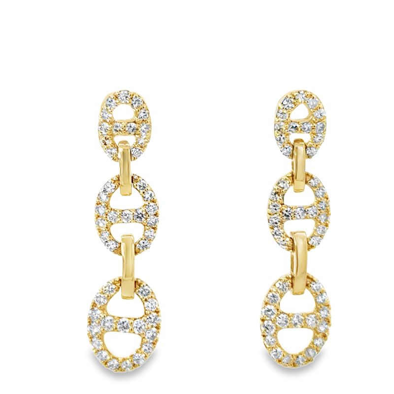 10k YG 0.75ctw Lab Diamond Mariner Link Earrings