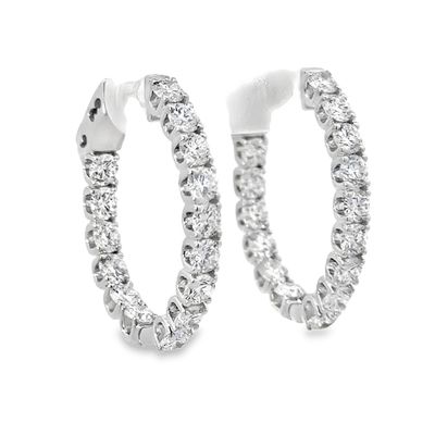 10k WG 2.85ctw Lab Diamond Inside-Out Hoop Earrings