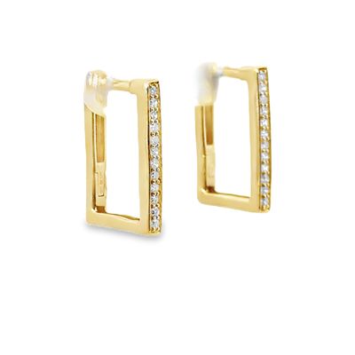 10K YG 0.15ctw Lab Diamond Rectangle Hoop Earrings