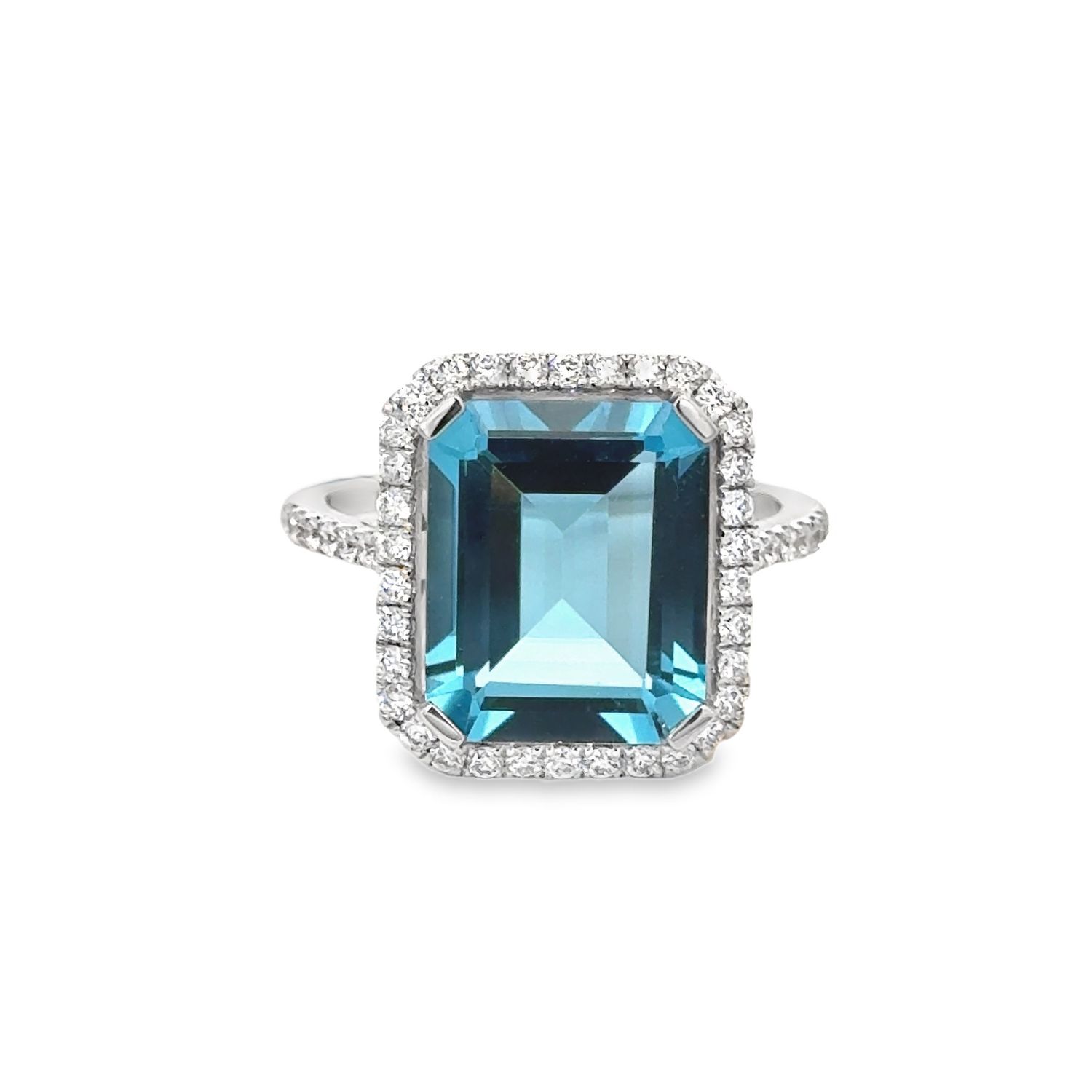 10k WG 0.40ct Lab Diamond & Natural Blue Topaz Ring