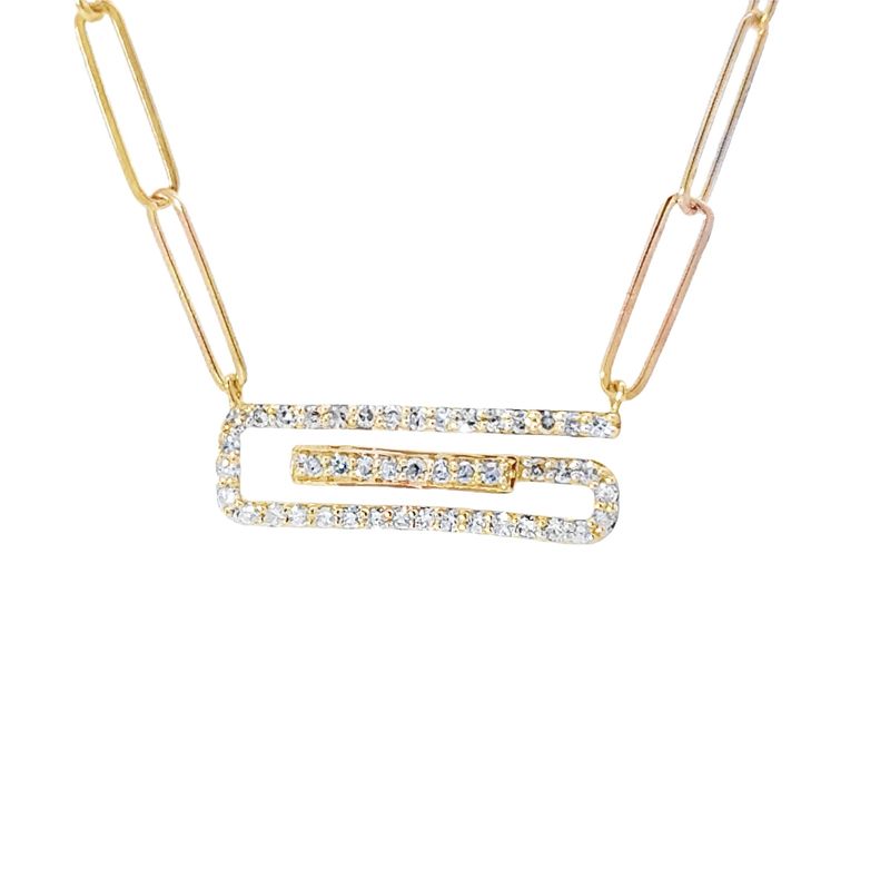 10k YG 0.25ctw Lab Diamond Paperclip Necklace