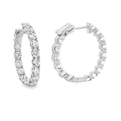 14K WG Lab Diamond Hoop Earrings