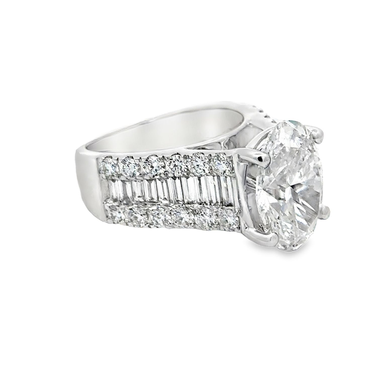 14k WG 6.70ctw Oval Lab Diamond Engagement Ring