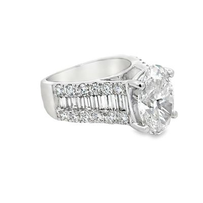 14k WG 6.70ctw Oval Lab Diamond Engagement Ring
