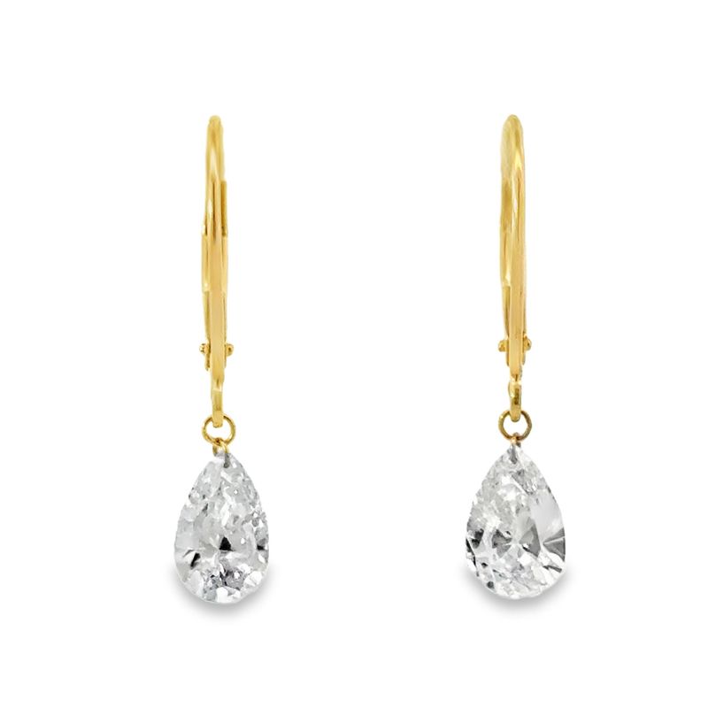 10k YG 2.00ctw Lab Diamond Dangle Earrings