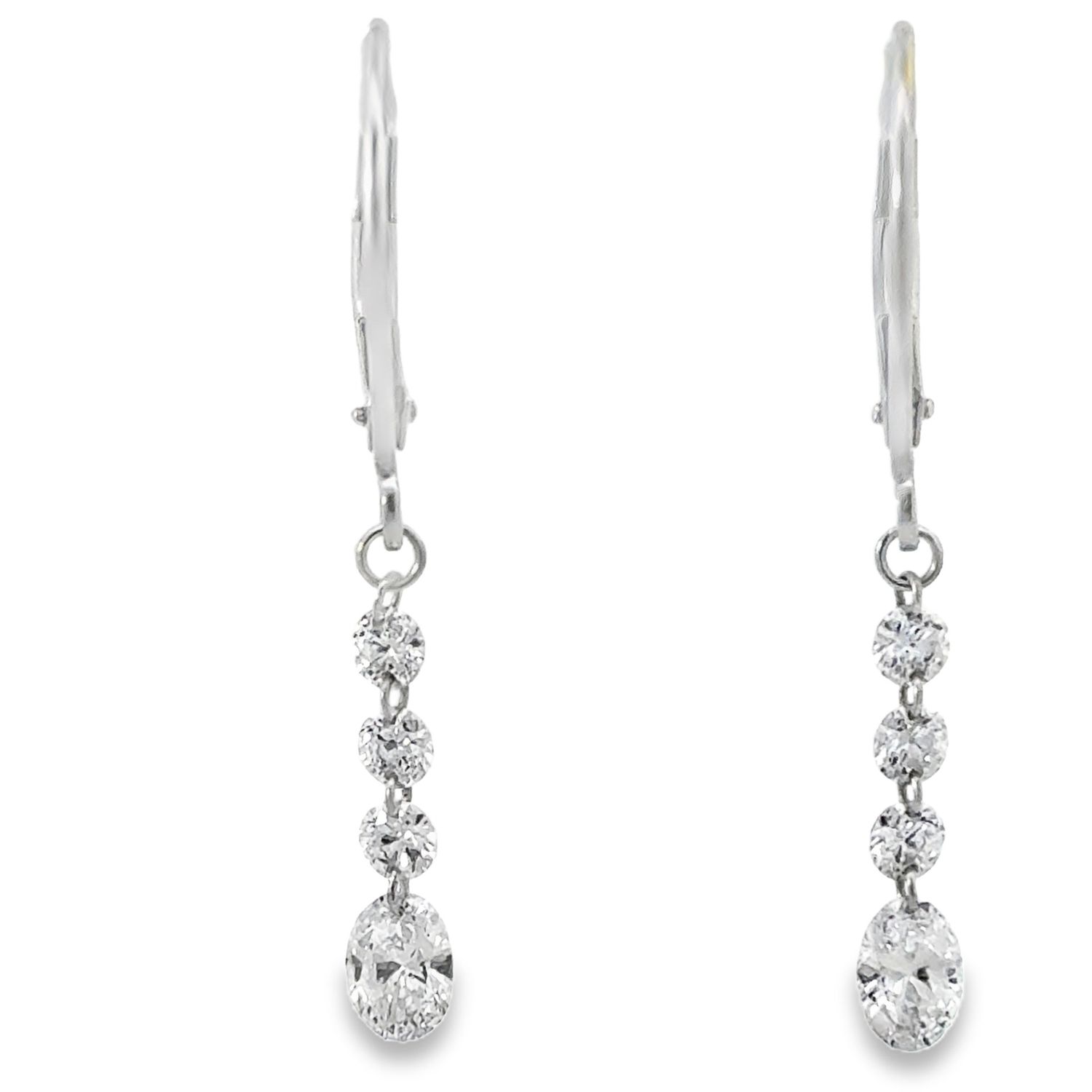 10k WG 1.00ctw Lab Diamond Dangle Earrings