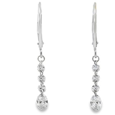 10k WG 1.00ctw Lab Diamond Dangle Earrings