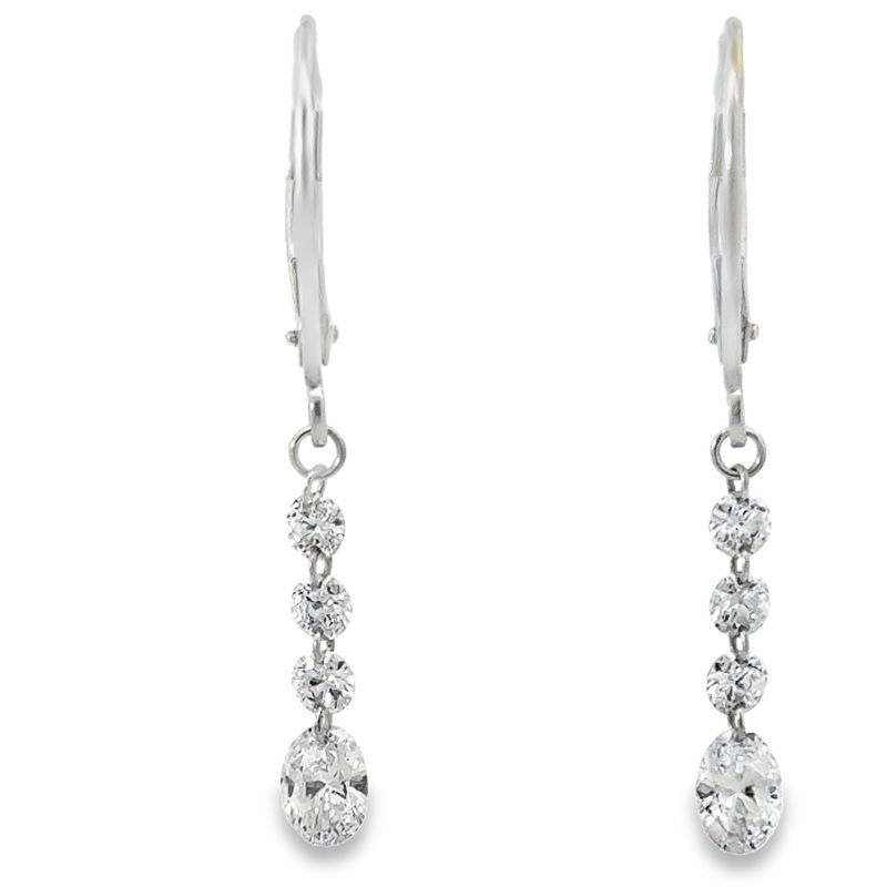10k WG 1.00ctw Lab Diamond Dangle Earrings