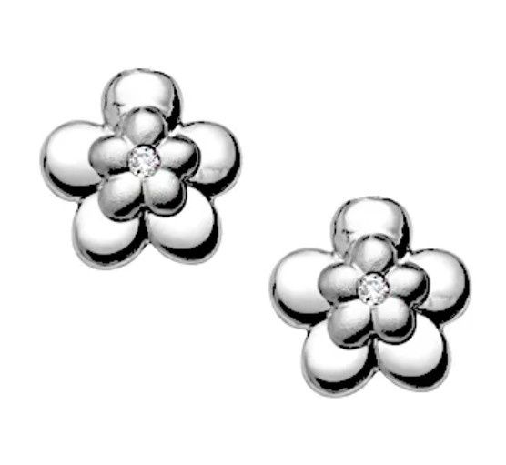 .925 Children's 0.02tcw Diamond Flower Post Earrings .925 Children's 0.02tcw Diamond Flower Post Earrings
