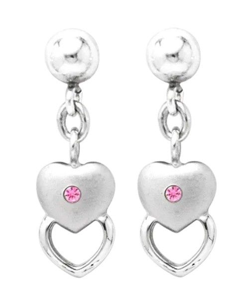 .925 Dangle Heart Pink Sapphire Earrings