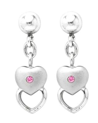 .925 Dangle Heart Pink Sapphire Earrings .925 Dangle Heart Pink Sapphire Earrings