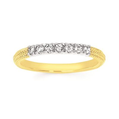 14k YWG 0.15ctw Wedding Band