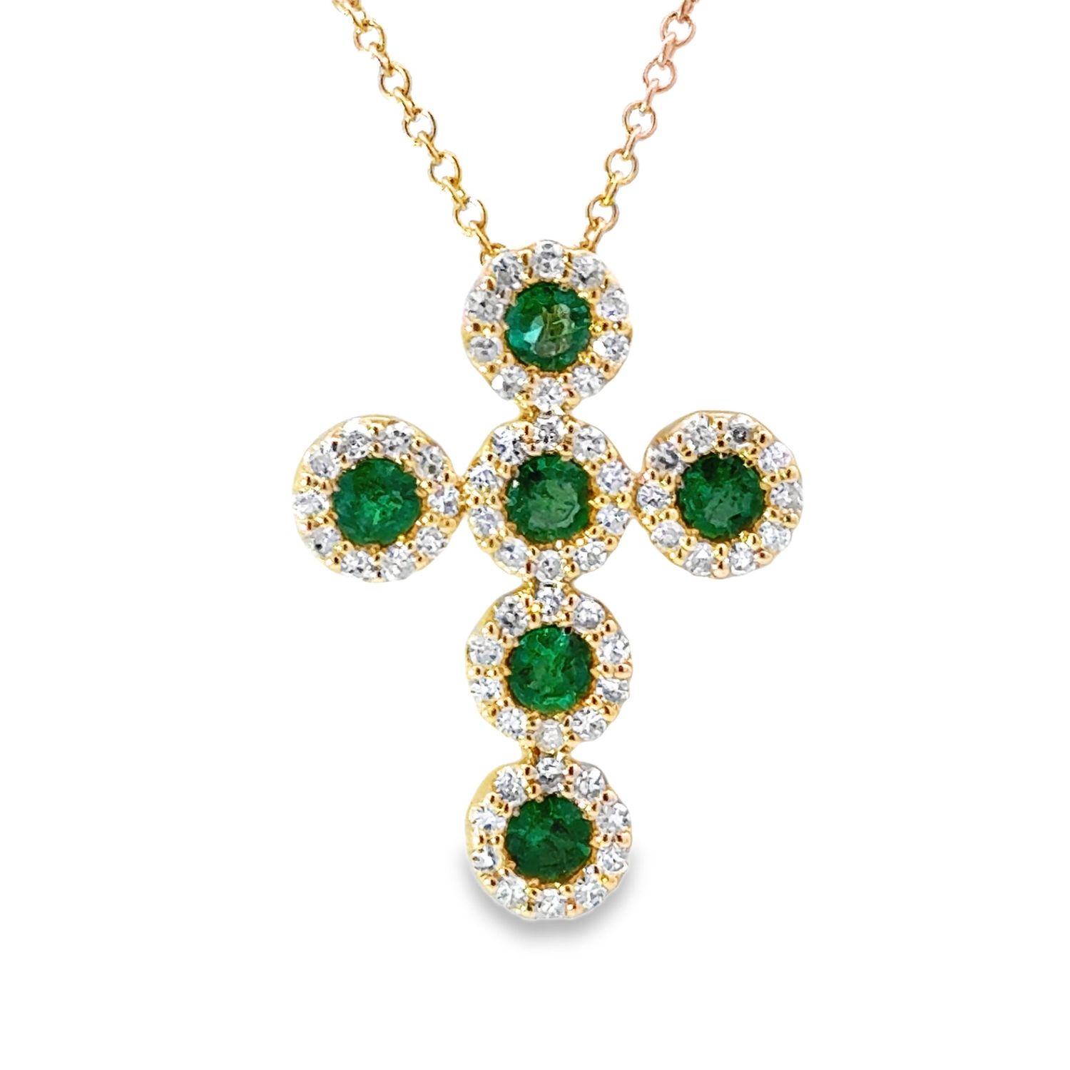 14k YG 0.37ctw Diamond & 0.52ctw Emerald Necklace 14k YG 0.37ctw Diamond & 0.52ctw Emerald Necklace