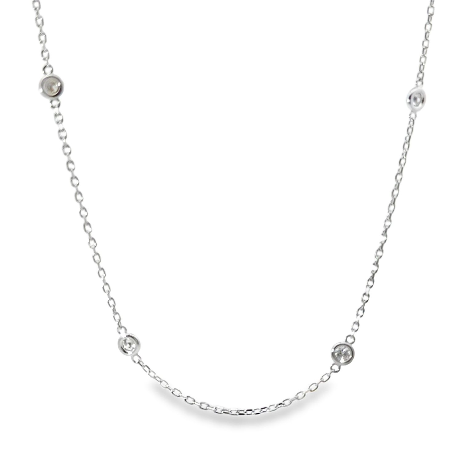 14k WG 0.51ctw Diamond Station Necklace 18"