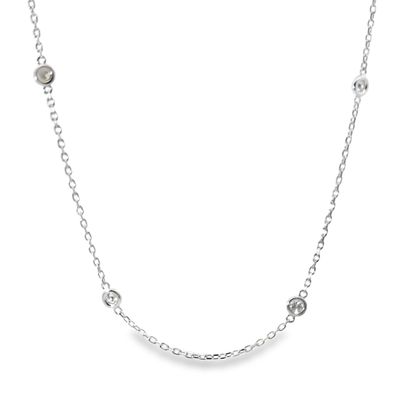 14k WG 0.51ctw Diamond Station Necklace 18"