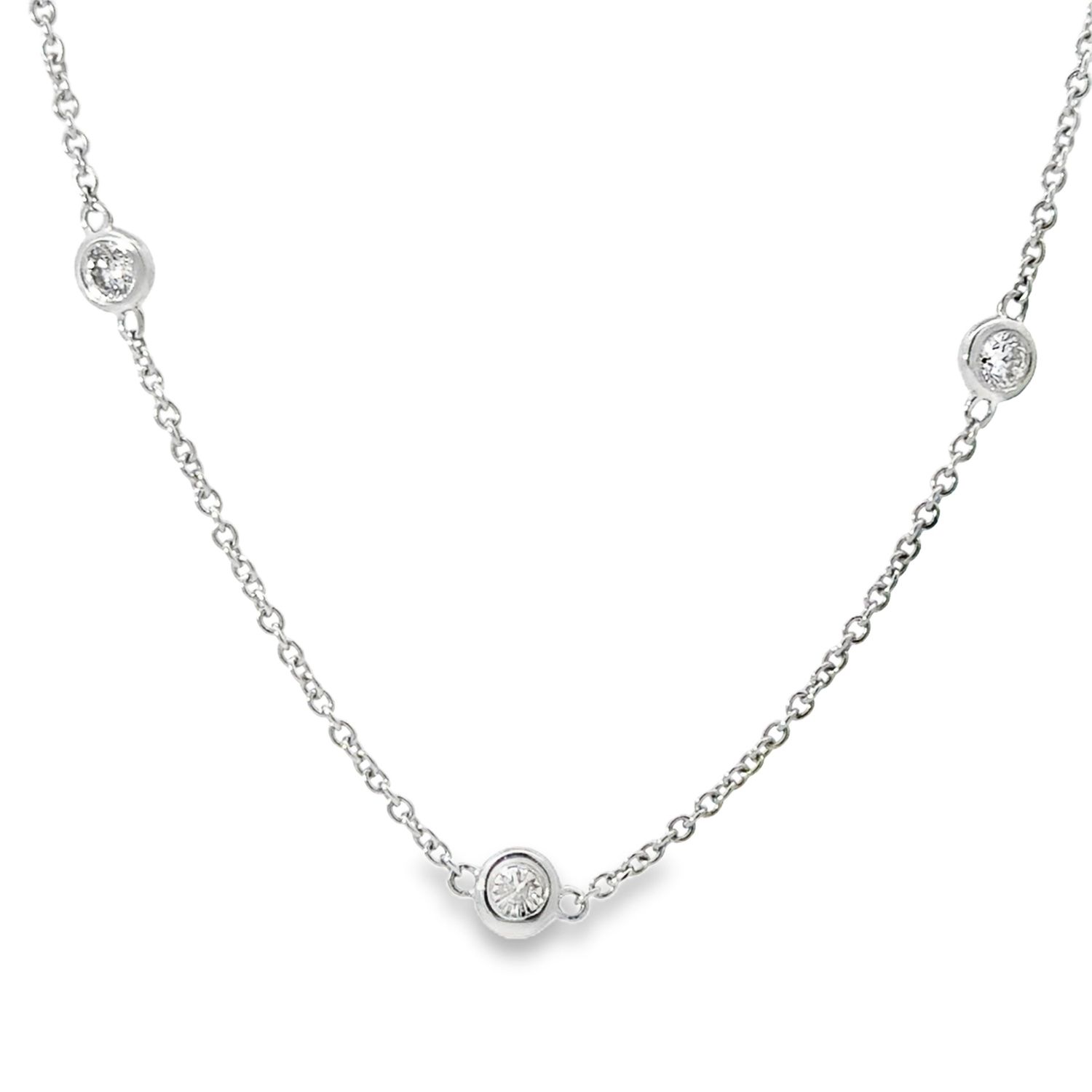 14k WG 0.91ctw Diamond Station Necklace 20"