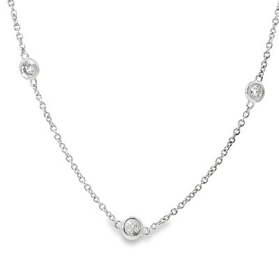 14k WG 0.91ctw Diamond Station Necklace 20"