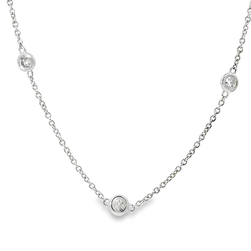 14k WG 0.91ctw Diamond Station Necklace 20"