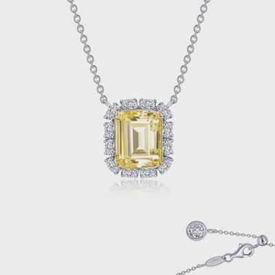 SS Emerald-Cut Halo Necklace