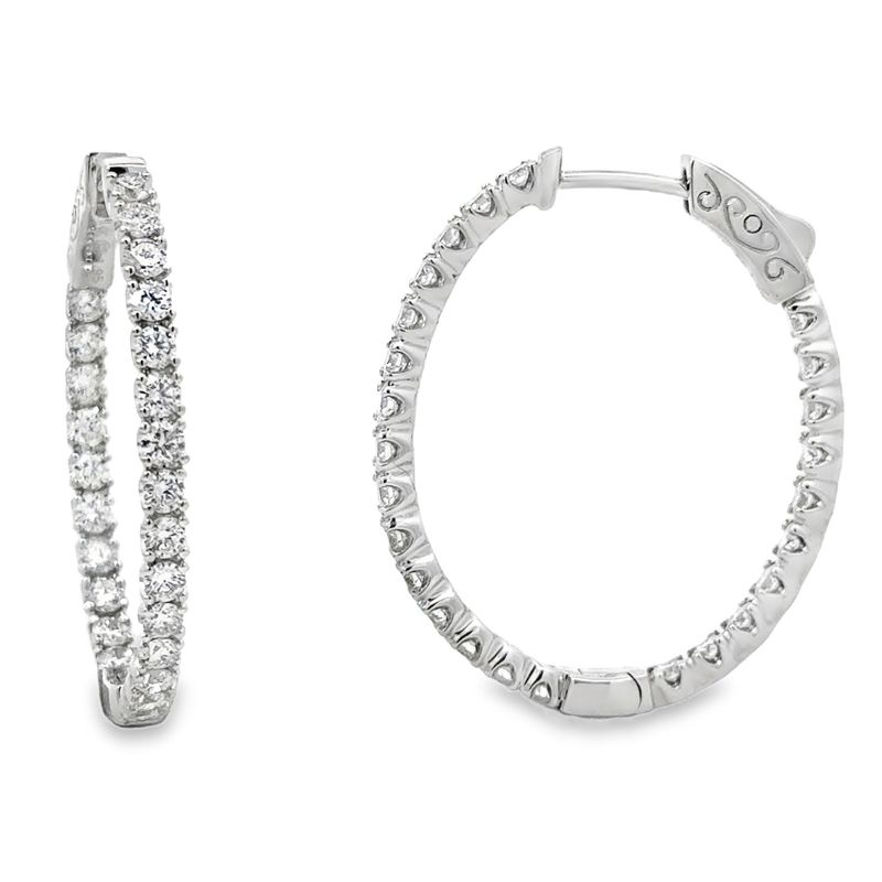 14k WG 1.95ctw Diamond Inside Out Hoop Earrings