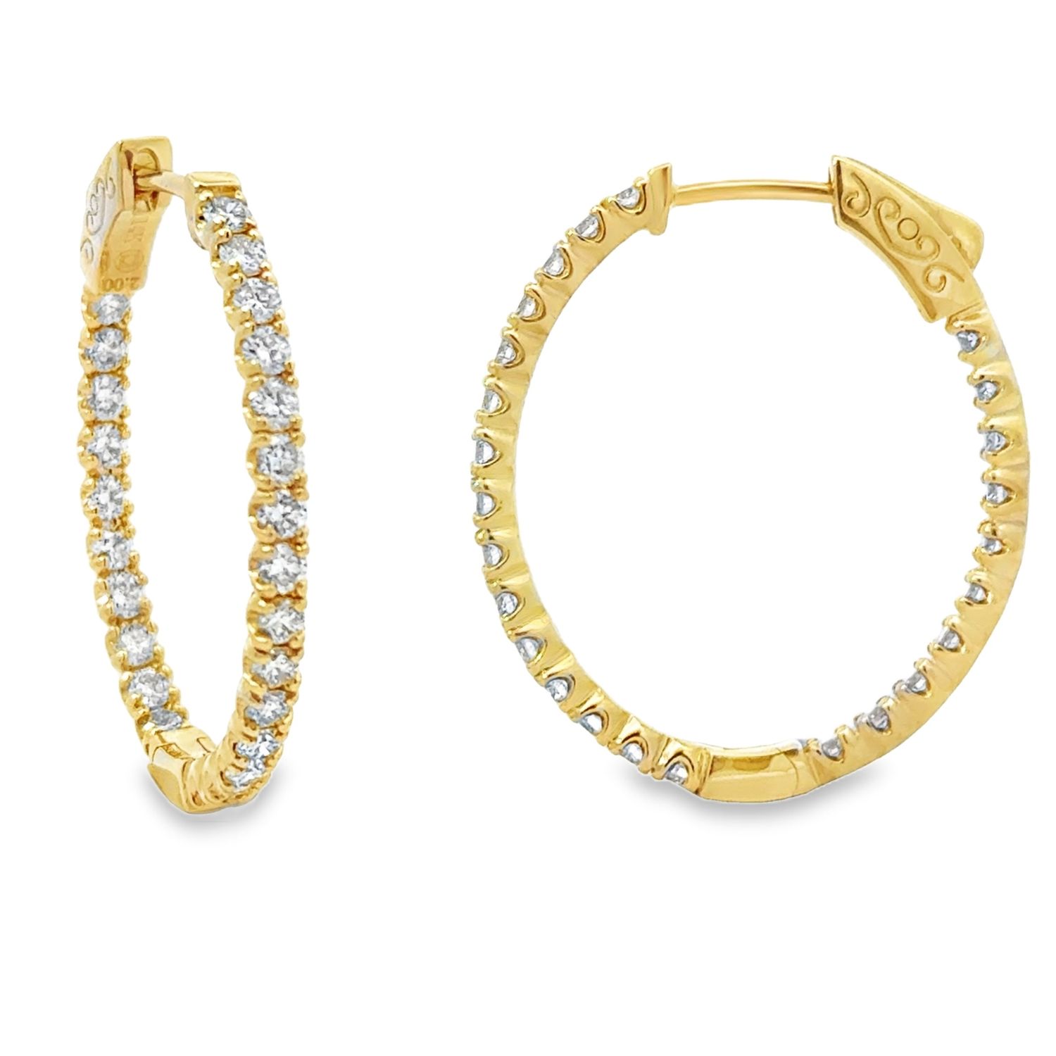 14k YG 2.00ctw Diamond Inside Out Hoop Earrings 14k YG 2.00ctw Diamond Inside Out Hoop Earrings