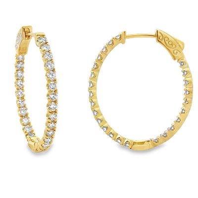 14k YG 2.00ctw Diamond Inside Out Hoop Earrings