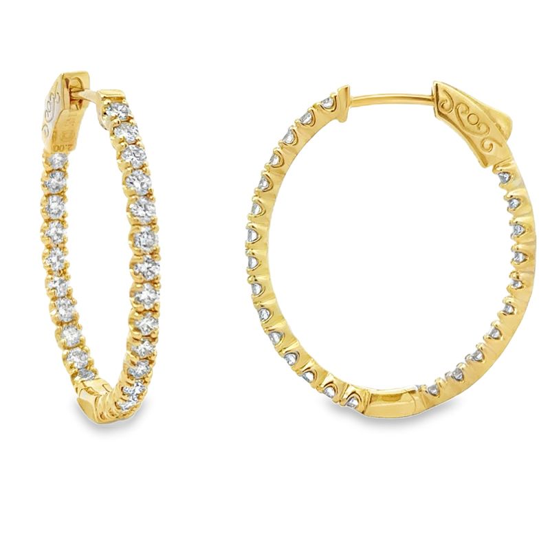14k YG 2.00ctw Diamond Inside Out Hoop Earrings
