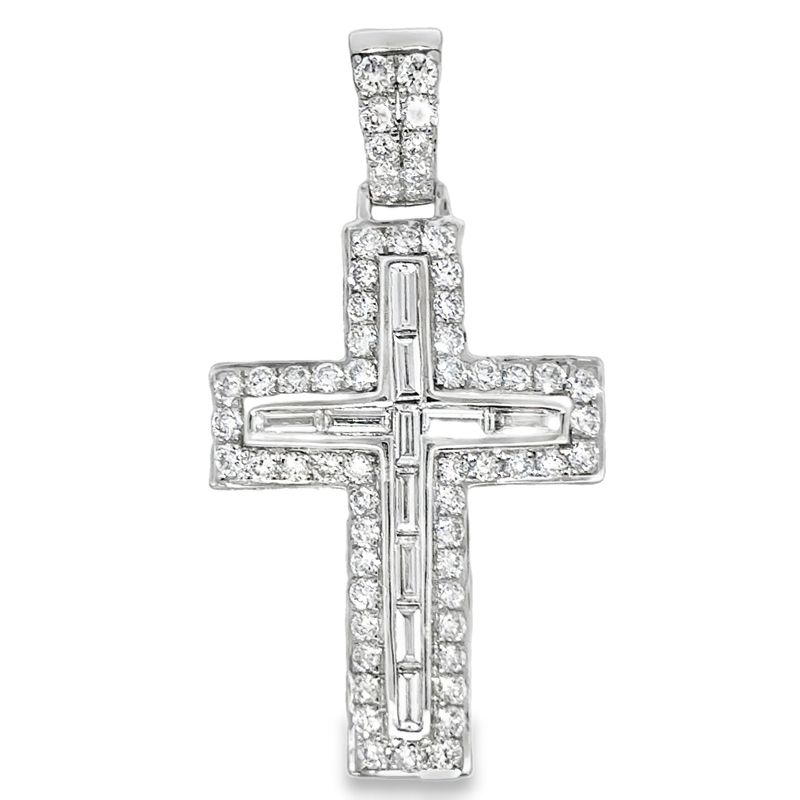 10k WG 1.70ctw Lab Diamond Cross Pendant