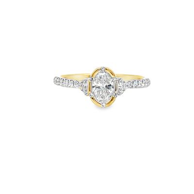 10k YG 0.75ctw Lab Diamond Oval Engagement Ring