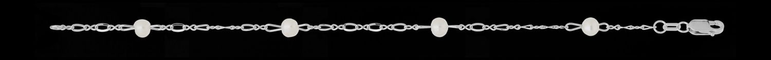 .925 SS 4 Pearl Kid's Bracelet 5.75"