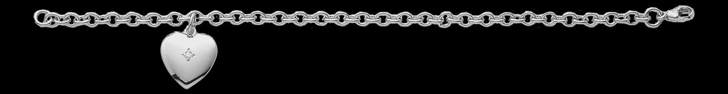 .925 SS Child's Heart Charm Bracelet with Diamond Accent