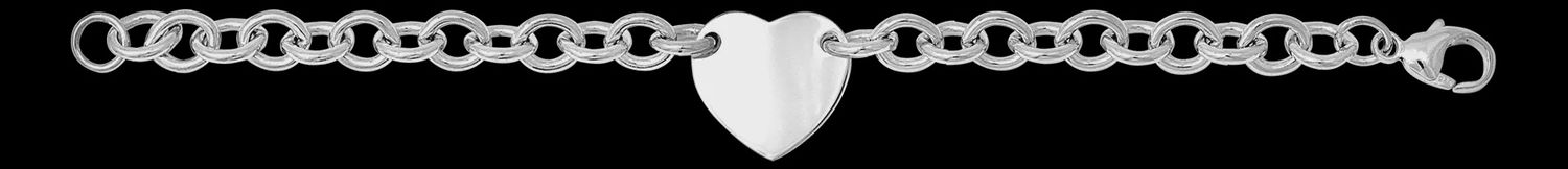 .925 SS Child's Heart Tag Bracelet 6.5"