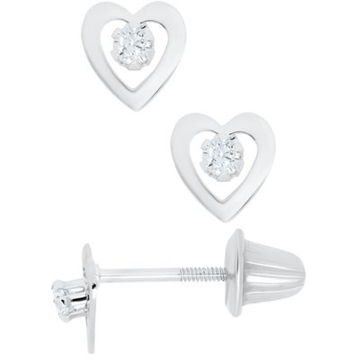 .925 Child's Heart and Cubic Zirconia Earrings