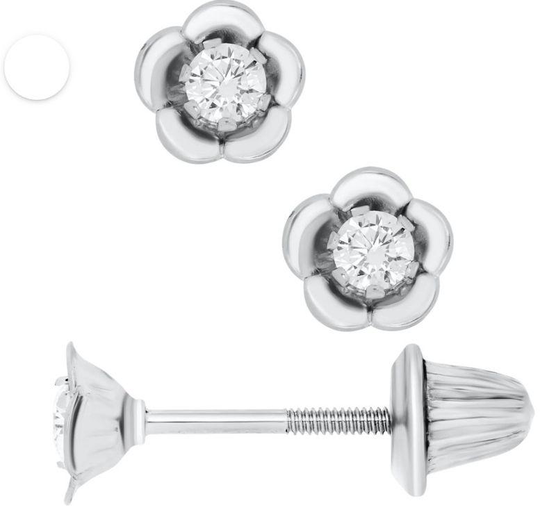 .925 Child's Flower Post Earrings with Cubic Zirconia Gemstones .925 Child's Flower Post Earrings with Cubic Zirconia Gemstones