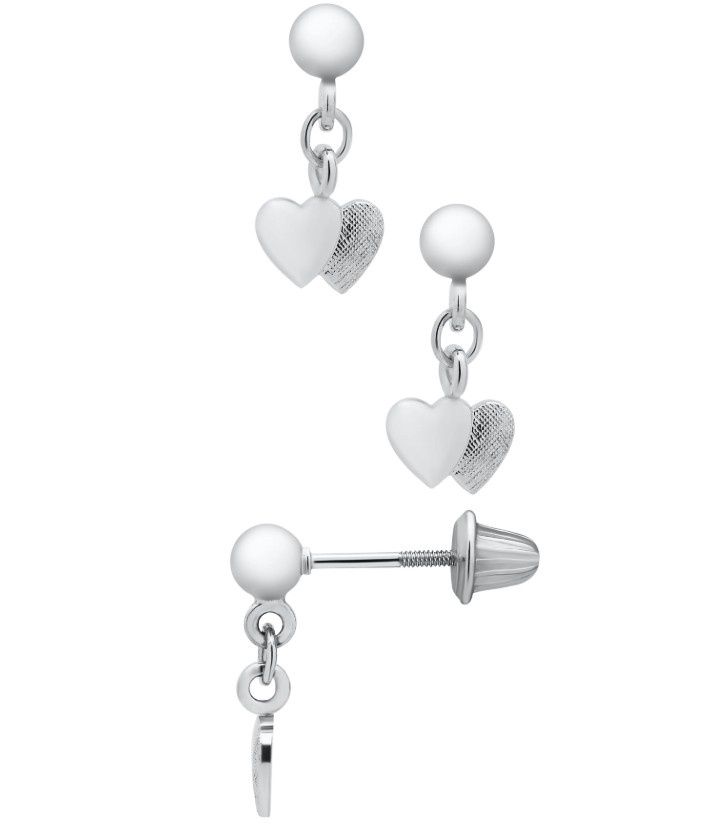 .925 SS Child's Heart Dangle Earrings